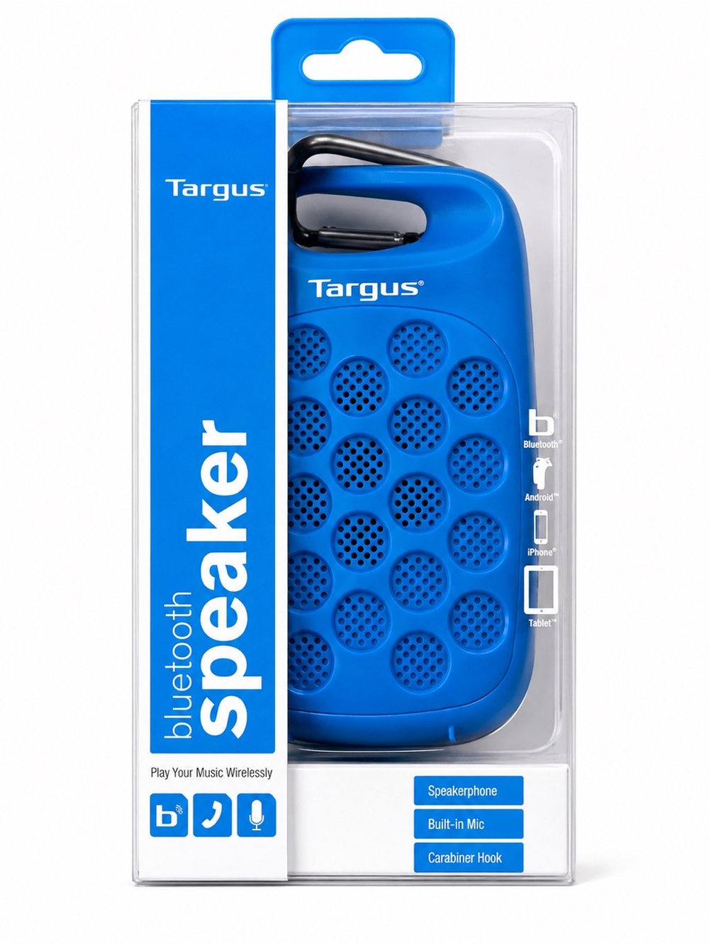Targus Blue Portable Bluetooth Speaker with Carabiner- NIB